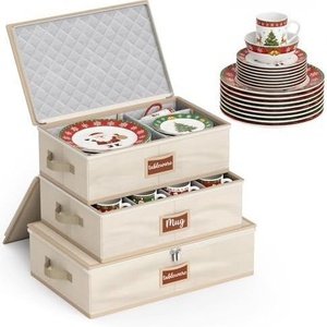 Cross-border Bestseller Large-capacity <b>Fabric</b> Tableware <b>Storage</b> <b>Box</b> <b>for</b> Kitchen Plates Bowls Mugs - Product Image 6