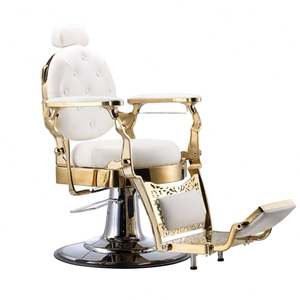 Chaise de barbier vintage Fauteuil de coiffure inclinable hydraulique Mobilier de salon de beauté en cuir synthétique - Product Image 3