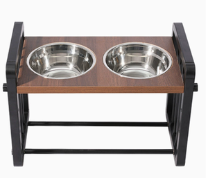 Soporte ajustable elevado para comedero de perros con dos tazones de acero inoxidable para perros medianos y grandes - Product Image 4
