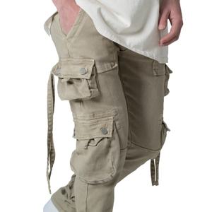 Jean cargo marron multi-poches pour homme, coupe droite, style empilé, en denim - Product Image 5