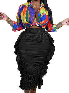 Jupes pliantes à volants en tulle côté quotidien rouge de grande taille pour femmes 2025 - Product Image 5