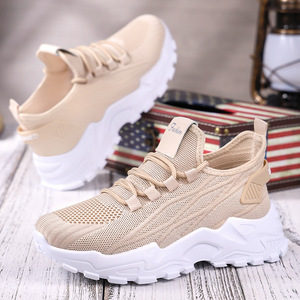 Baskets <span class=keywords><strong>d</strong></span>'Été Grande Taille <span class=keywords><strong>pour</strong></span> <span class=keywords><strong>Femme</strong></span>, Chaussures à Talons Hauts en Maille Tissée Souple avec Laçage et Bouche Peu Profonde - Product Image 4