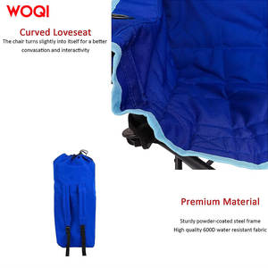 Chaise de camping pliable double Woqi, tissu Oxford bleu, cadre en aluminium, pour extérieur, jardin, plage, pique-nique - Product Image 4