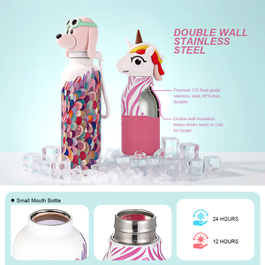 Bouteille d'eau isotherme avec tête d'animal mignonne, 24H froid, 12H chaud, sans BPA, idéale pour les enfants en déplacement - Product Image 4