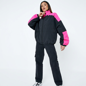 High Quality Unisex Windbreaker Jackets Custom Logo Professional Printed Color Block Mesh Lining Hooded Casual - Product Image 1