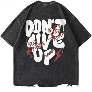 Camiseta de Hombre de Alta Calidad, Estilo Hip Hop, Color Negro, con Logotipo Personalizado, Corte Holgado, 100% Algodón, Impresión Serigráfica - Product Image 3