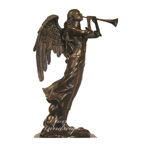 Di alta Qualità Antico intagliato A mano Grande Angelo Scultura In Bronzo Ottone Angelo E Tromba <span class=keywords><strong>Statue</strong></span>