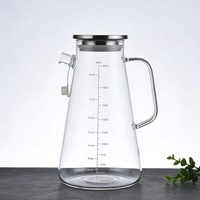Jarra de Café de Vidrio Borosilicato Ecológica Moderna de 2000ml con Tapa de Acero y Escala Graduada, en Oferta, Bajo MOQ, en Stock