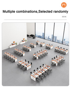 Poste de travail Orange pour 4 personnes avec socle bureau de couleur personnalisable - Product Image 3