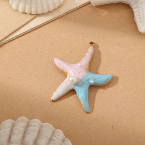 Ciondolo in Acciaio Inossidabile Placcato <span class=keywords><strong>Oro</strong></span> 18K per Collane e Bracciali, Serie a Tema Marino con Gioielli a Forma di Stella Marina e Conchiglia - Product Image 6
