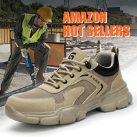 Zapatos de Seguridad Aislantes GUYISA para Hombre, 10KV, Puntera de Plástico Anti-aplastamiento, Anti-pinchazos, Transpirables, Suela Baja de EVA, Color Beige