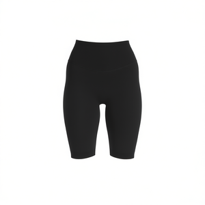 High Elastic Rib Type Cycling <b>Shorts</b> For <b>Women</b> With Seeds Print, Talle Alto Waist, Quick Dry, 80% Polyamide 20% Elastane, Negro, - Product Image 1