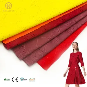 Polyester Spandex 150gsm Knitted Dyed Stretchy Water Soluble Hole Jacquard Fabric For Dress Skirt