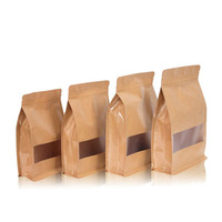 Sac à fond carré biodégradable, en papier Kraft blanc 12oz 340g café, sacs à fond plat avec fermeture éclair et Valve, vente en gros