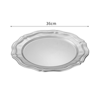 Assiette à dessert exquise en acier inoxydable, plateau minimaliste pour fruits, pâtisseries, dîner, thé de l'après-midi, gâteaux, collations, couleur argent