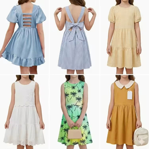 Chinese Factory Girls' Summer Cotton Sleeveless Floral Print Multi Color Casual Grade a Quality Kids Wear <b>Dresses</b> - Product Image 1