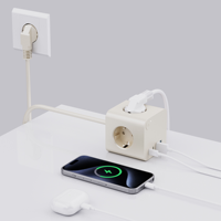 Toma eléctrica de 3 salidas de alta calidad con interruptor maestro, tira de alimentación estándar de la UE con 2 puertos USB, 2 puertos tipo C, enchufe con enchufe KC