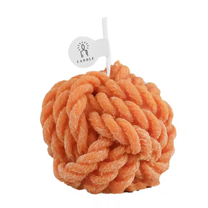 Vela perfumada de cera de soja con nudo de bola redonda con forma de lana artesanal hecha a mano - Product Image 5