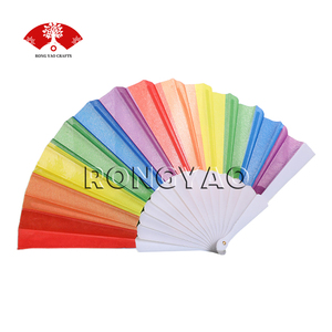 Abanico de plástico blanco, plegable, arcoíris español, plegable, rendimiento de baile, decoración del hogar, abanico - Product Image 4