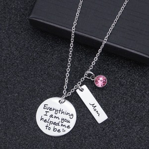 Loftily joyería al por mayor todo lo que soy te Me ayudó a ser Rosa Zircon encantos collar, Regalo para mamá, Día madres regalo - Product Image 4