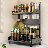 Étagère à épices murale ou de comptoir en acier à 3 niveaux, double usage, avec barrière de protection, pour la vente en gros
