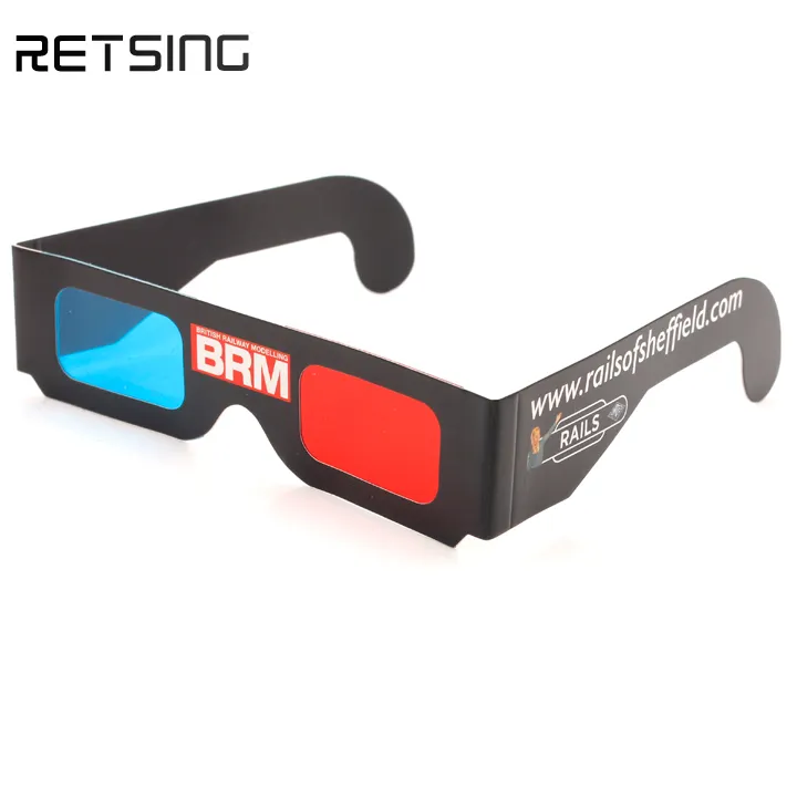 Papel desechable barato gafas 3D Juegos de ordenador rojo azul cian gafas de película 3D