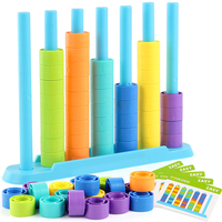 Jeu de tri de couleurs pour enfants, perles à empiler, jeu d'association, casse-tête de logique, jouet éducatif en plastique, jeu de société familial