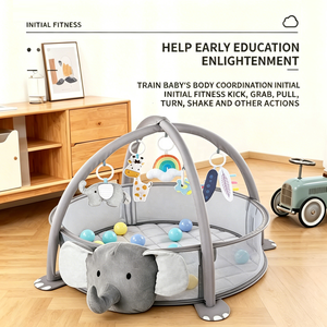 Tapis de jeu pliable 4-en-1 KSF en coton doux avec piscine à balles et côtés en maille pour bébés, centre d'activités intérieur, vente en gros - Product Image 4