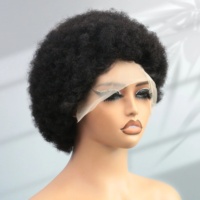 Perruques courtes coupe pixie en cheveux humains, perruques afro en dentelle frontale, vente en gros, perruques brésiliennes brutes pas chères, sans colle, pour femmes noires