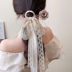 Women Ancient Style Hanfu Hair Ribbons Headwear <b>Flower</b> Tassel <b>Sweet</b> Hair Pins for Women Female Barrette Clip Vintage Hair Sticks - Product Image 5