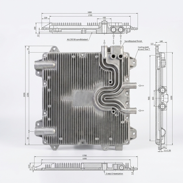 AsiaLink Customized Die Casting Aluminum Water Cooling Plate High Heat Dissipation Liquid Cold Plate for Electric Vehicle
