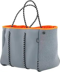 Custom Multiuso Tote Shopping Bag In Neoprene Borsa Da Spiaggia con Tasca Interna Con Cerniera