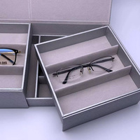 Argent Double couches lunettes de soleil étuis de rangement lentille optique organisateur boîte 12 fentes lunettes claires Brillenkoker optique cadre plateaux
