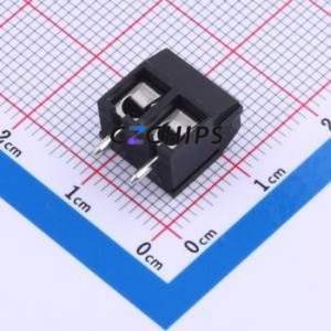 DB301V-5.0-2P-BK-S Screw Terminal Block Through hole Component (THT),P=5mm Connector 1x2P 5mm Black Through Hole - Product Image 2