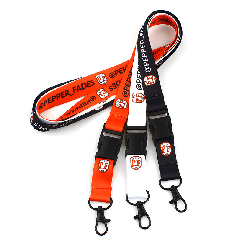 Woven Mobile Satin Promotional Phone Strap Pvc Polyester Lanyard with logo Custom Keychain with Id Card Badge Holder Image 4