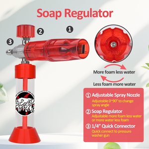 Cañón de Espuma Magnético de Alta Presión Bear <span class=keywords><strong>Force</strong></span>, Rojo, con Conector Rápido de <span class=keywords><strong>1</strong></span>/4'' y Boquilla Ajustable - Product Image 4