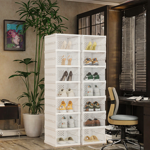 Zapatero Plegable Multifuncional, Nuevo, de Plástico, para Regalo del Día del <span class=keywords><strong>Padre</strong></span>, Caja de Almacenamiento de Zapatos Plegable para Armario con Puerta Lateral Abatible - Product Image 6