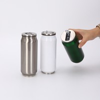 Bouteille isotherme sous vide en acier inoxydable à double paroi de 350/500 ml (12 oz/17 oz) pour boissons gazeuses, avec couvercle à clapet et paille