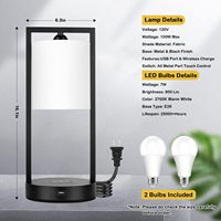 Lampes de chevet modernes en tissu blanc Contrôle tactile 3 voies Dimmable pour le salon Chargement sans fil Lampes de bureau avec ports USB OEM