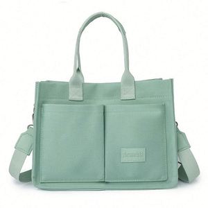 Fashion Custom Women Shoulder Cotton Canvas <b>Tote</b> <b>Bag</b> with Pocket for Class and Work - Product Image 3