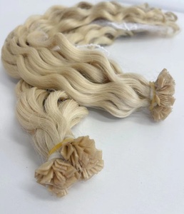 2025 nouveau Salon de coiffure brésilien Double dessiné qualité cuticule aligné blonde bouclés point culminant pré-collé K pointe plate Extensions - Product Image 3