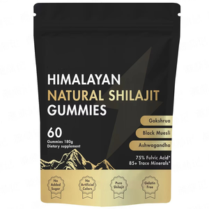 Gommose <span class=keywords><strong>Naturali</strong></span> di Shilajit dell'Himalaya 60 Pezzi 180g Integratore Alimentare con Gokshrua Muesli Nero Ashwagandha 85+ Minerali Traccia - Product Image 5