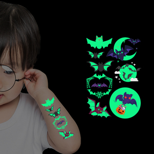 Tatuajes Temporales Fluorescentes de Halloween, Resistentes al Agua, Ecológicos, de Papel, para Niños, para Cara y Cuerpo - Product Image 1