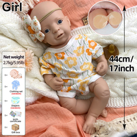 Poupée Reborn en Silicone Hyper Réaliste de 17 Pouces pour Bébé Fille, Yeux Brillants Scintillants, Idéale pour les Centres d'Éducation Précoce et les Accessoires de Photographie