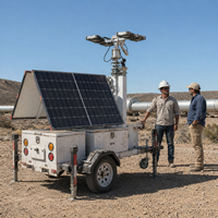Tour d'éclairage solaire 48000 lms sur remorque, système de projecteurs LED pour travaux routiers et utilisation d'urgence
