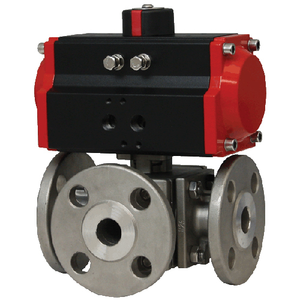 Actuador Neumático Automático de 3 Vías con Conexión de Brida SS316, Manual y Eléctrico, para Agua, Alimentos y Bebidas - Product Image 1