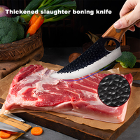 Couteau de boucher à lame fixe pour la chasse et le dépecage, manche en bois, étui en cuir, pointe traînante, acier au carbone, manche intégral, pour l'extérieur, OEM/ODM