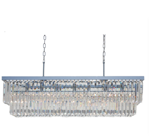Vidro Cristal Franja Lustre retangular Quadro <span class=keywords><strong>Chrome</strong></span> Lustre retangular cristal claro - Product Image 4