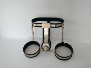 Ensemble de ceinture de chasteté réglable en acier inoxydable pour femme, anneau de <span class=keywords><strong>cuisse</strong></span>, pantalon anti-loup, jouets sexuels pour femme - Product Image 4