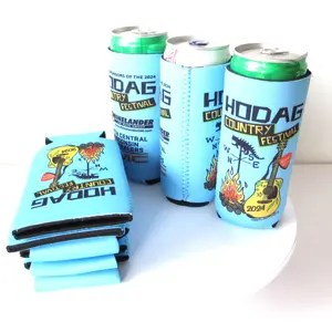 Impresión de logotipo personalizado 330ml en blanco neopreno flaco enfriador de cerveza manga bebida alta coozies para latas altas delgadas
